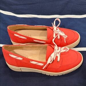 Naturalizer Red Loafers with White Accents